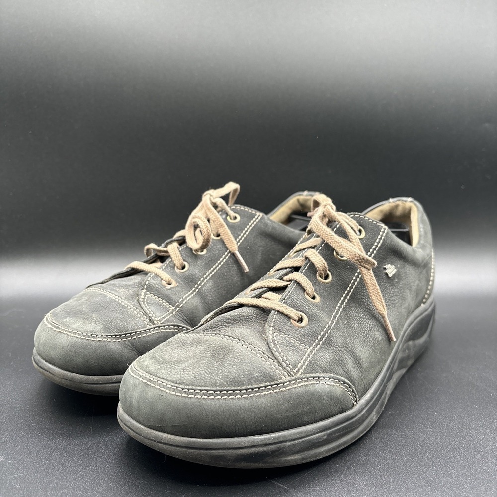 Finn Comfort Ikebukuro Leather Sneaker Shoes‎ Women's 6 Black Oxford Nubuck